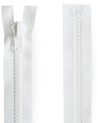 TENDAGGIMANIA Cerniera Lampo Divisibile con Catena 10 MM -Colore BIANCO -Lunghezza 400 CM - Cerniera Lampo Doppio Cursore ANTI CORROSIONE ANTI UV in Nylon ideale per Nautica e Ambienti esterni