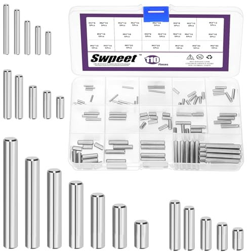Swpeet Assortiment de 110 chevilles M2 M3 M4 M5 en acier inoxydable 304 pour étagère cylindrique - Éléments de fixation pour l'entretien et la connexion (avec boîte de rangement)