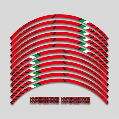 YOUZKA Decalcomania 17 Pollici Adesivi Moto Rim Decalcomanie Ruote Nastro Riflettente della Banda per D&ucati Hypermotard 939 821 796 950 1100(Color18)