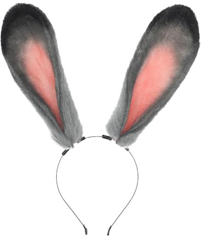 Oreilles de Lapin en Peluche, Intéressant Lapin Chapeau Capuchon, Déguisement de Lapin Accessoires de Costume, Serre-tête pour Enfants Adultes Carnaval Cosplay Costume Fête