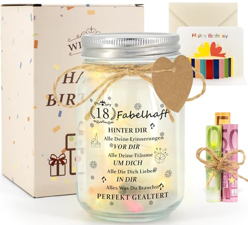 18. Geburtstag Mädchen oder Junge, Geschenke zum 18 Geburtstag Mädchen, Geschenk 18, geburtstag Geldgeschenke Verpackung Geschenkset für Schwester Beste Freundin Nichte Klassenkamerad