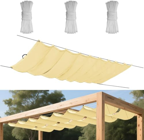 Voile d'ombrage à vague rétractable réglable 2 x 4 m (l x L) enroulable, protection solaire avec œillets, store d'ombrage, imperméable et réglable, en tissu de marquise, pour toiture de terrasse