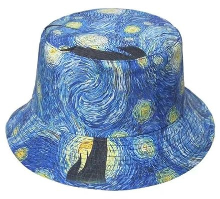 KGM Accessories Klassischer Kunstdruck-Hut, Sonnenhut, Festival, Urlaub, Fischerhüte, Sternennacht, Einheitsgröße
