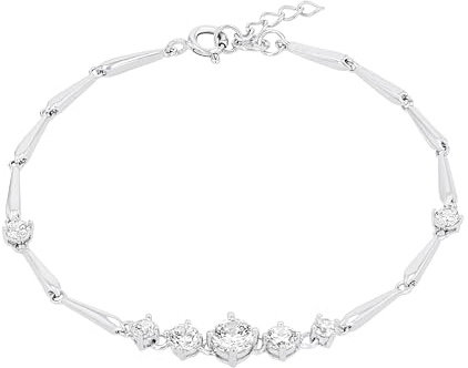 Amor Armband 925 Sterling Silber Damen Armschmuck, mit Zirkonia synth., 17+2 cm, Weiß, Kommt in Schmuck Geschenk Box, 9964024