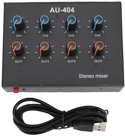Jeffergarden USB Audio Mixer Music Aluminiumlegierung 20Hz-20kHz DJ Board 4 Channel Mixer Stereo Mini Sound Board