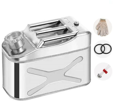 Generisch Benzinkanister 5l, 10l, 15l, 20l, Edelstahl, Tragbarer Benzinkanister mit flexiblem Ausguss, Benzin-Dieselkanister, Öllagerung für die Notversorgung von PKW und Offroad,15L
