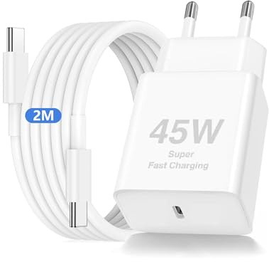 45W USB C Ladegerät und Ladekabel für iPhone 17 16 15, Typ C Schnellladegerät mit Kabel 2M, Lang USB C Schnellladekabel mit Adapter Stecker für Apple iPhone 17 Pro Max/17 Air/16e/16 Plus/15/iPad Mini