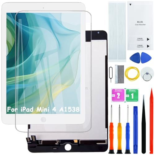 H&LYCYJ Display Schermo per iPad Mini 4 7.9 A1538 A1550 bianco | Portare kit di strumenti，IPS LCD，Display HD，sostituire lo schermo