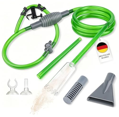 Nordkai Mulmsauger Aquarium 2 in 1, Aquarium Mulmsauger für Wasserwechsel und Bodengrundreinigung, Aquarium Bodensauger mit Handpumpe und flexiblem Schlauch, Reinigungsset für Kies und Sand