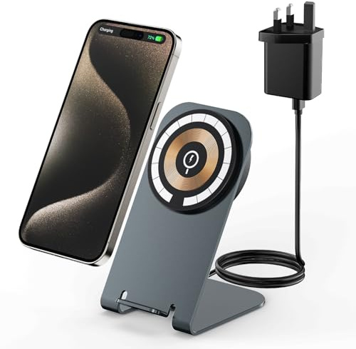 Magnetic Wireless Charger for iPhone 17 Pro Max 16 15 14 13 12, Fast Wireless Phone Charger Stand for Magsafe Phone Case for Google Pixel 10 Pro XL 9 8 7 for Samsung Galaxy S25 S24 S23(With Adapter)
