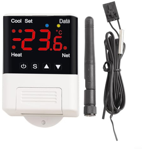 Pumixiy Programmierbares WLAN-Thermostat für Heizen und Kühlen zu Hause, digitaler Controller mit Fernbedienung, -40 °C bis +99 °C Bereich, ± 1 °C Genauigkeit, (A)