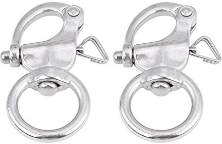 2 pièces Manille à cliquet en acier inoxydable 316, manilles à cliquet pivotantes avec finition polie miroir, boucle réglable avec anneau rond pour sangle d’appareil photo, usage (25*76mm)