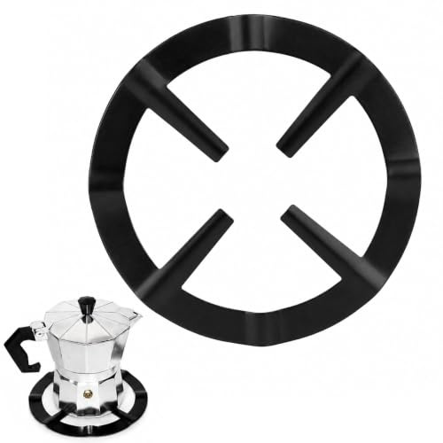 Tinminx Cast Iron Moka Pot Stand, 13.3 cm Gas Hob Reducer Ring, Black Metal Trivet Support for Moka Pots, Small Pans, Saucepans and Gas Hob Cooking