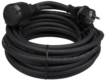 PEREL - EC25R25 Gummi Verlängerungskabel, 3G2,5, 25 m Länge, Schwarz 168890