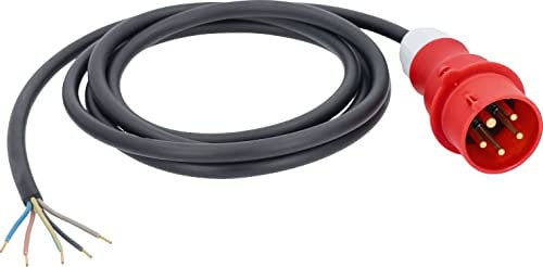 as - Schwabe Starkstrom Anschlussleitung, 3 m H07RN-F 5G1,5, CEE Verbindungskabel, CEE Stecker mit Leitung, Starkstrom-Kabel mit Aderendhülsen, 400V, 16A, IP44, Schwarz/Rot, 70977