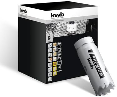 kwb Scie cloche bi-métal HSS Ø 19 mm, 8% allié au cobalt avec denture Vario progressive et haute précision pour une utilisation polyvalente