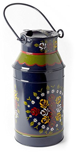 Black Country Metal Works Medium Narrow Boat Style Milk Churn/Planter - Canal Art Design - Blue Finish