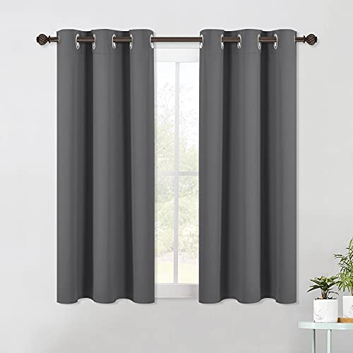 NICETOWN Bedroom Curtains Blackout Drapery Panels, Three Pass Microfiber Thermal Insulated Solid Ring Top Blackout Window Curtains/Drapes (Two Panels, 42 x 54 Inch, Gray)