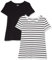 Amazon Essentials Women's Regular-Fit Short-Sleeve Crewneck T-Shirt, Pack of 2, Black/White Stripes, S