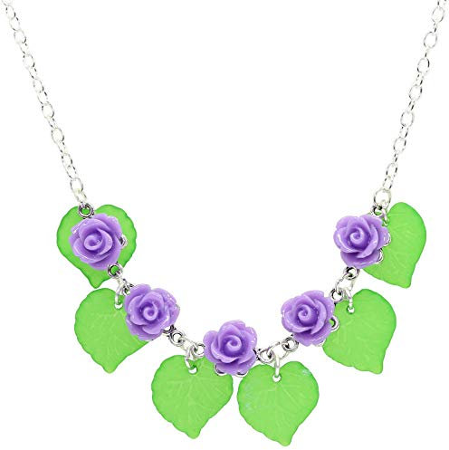 bluebubble English Rosebud Flower Necklace Gift Boxed (Parma Violet Flowers)