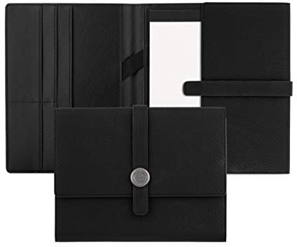 Hugo Boss A5 Schreibmappe Executive Black Schwarz Leder 40 Blatt Block, Maße: 245 x 209 x 37 mm, HDM004A