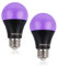 GREENIC Ampoule UV LED noire E27 8W, lampe UV ampoule noire, lampe ultraviolette LED pour Halloween, fêtes d'anniversaire pour enfants, peinture corporelle, 2 pièces