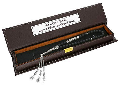 Personalisierte Tesbih mit Namen & Wunschtext - Geschenk für Männer, Papa, Ehemann - Muslimische Gebetskette mit Gravur in Geschenkbox, Eigene Herstellung