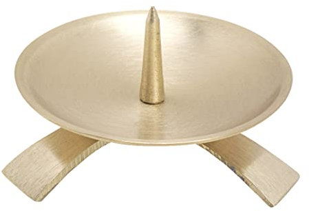 NKlaus Dreifußleuchter Ø9,5cm mit Dorn Gross Messing Gold Kerzenleuchter Altarleuchter 10705