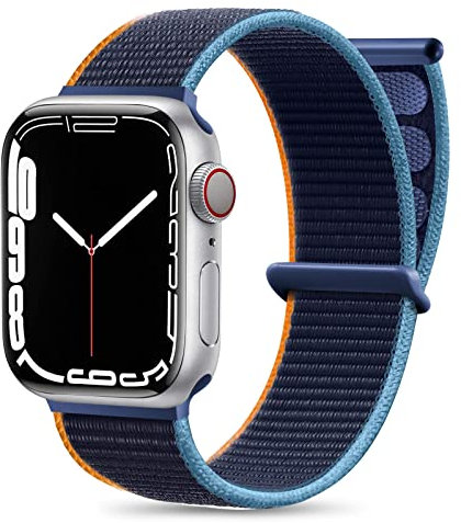 Maledan Nylon Armband Kompatibel mit Apple Watch Armband 44mm 38mm 42mm 40mm 41mm 45mm 46mm 49mm, Verstellbare Sport Armband Kompatibel mit iWatch Series 10 9 8 7 6 5 4 SE, 38mm/40mm/41mm, Dunkelblau