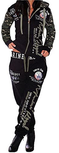 Jaylvis Damen Jogginganzug Training Sportanzug 2tlg Set Fitness ARMS A.2254 (54, Camouflage)