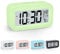 LCD Digitaler Wecker, 4,3 Wecker Digital, Wecker Ohne Ticken, Wecker mit Licht, Schlummern, Temperatur, Datum, Kalender, Großem Display, Tischuhr Wecker Uhr für Kinder Erwachsene Heavy Sleepers（Grün）