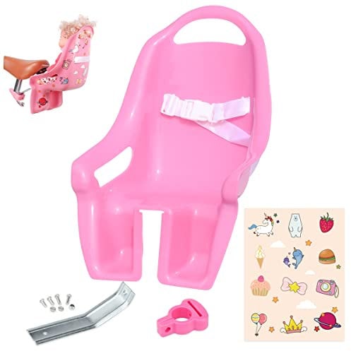 AVASTA Siège de vélo de poupée pour fille avec autocollants licorne DIY - Porte-vélo pour bébé - Rose