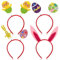 HOWAF 4 Haarreif Ostern Hasenohren Haarreif Kinder Erwachsene, Hasen Ohren Haarbänder Osterhasen Ohren Stirnband Ostereier Osterküken Bunny Ears für Hasen Kostüm Halloween Karneval Kostüm Ostern Deko