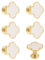MOROBOR 6PCS Four-Leaf Clover Handle, Creative Cabinet Drawer Pulls Multifunctional Single Hole Zinc Alloy Knobs for Dresser Wardrobe Door Furniture Accessories/Gold Base with White Surface