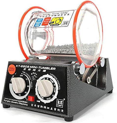 GEJLELDS Jewelry Polisher Tumbler 3kg Capacity Jewelry Polisher Machine with Glass Barrel Mini Polisher Tumbler for Jewelry