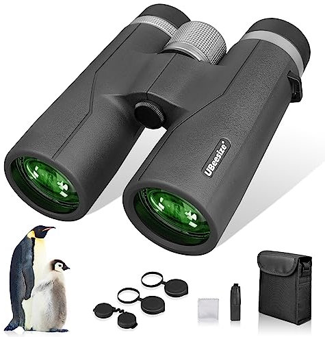 UBeesize Fernglas 10x42 HD Ferngläser Wasserdicht 19mm HD Augenmuschel, BAK4+FMC Fernglas Erwachsene für Vogelbeobachtung, Wandern, Jagd, Sightseeing Schwarz