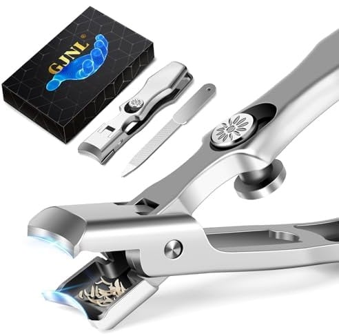 Coupe Ongle Pied, GJNL Coupe Ongles dur et epais à tête inclinée pour personnes âgées, professionnel Pinces à Ongles allemand avec large ouverture de mâchoire Nail Clipper (Gris)