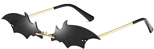 Charfia Fledermaus Sonnenbrille Damen Herren, Sonnenbrillen Retro Vintage Punk-Stil Sunglasses, Halloween Party Sonnenbrille Partybrille Sonnenbrille Party Brille, Bat Sunglasses Woman Man