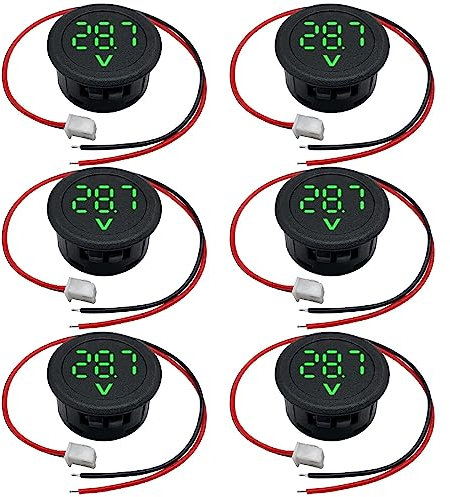 Vegena 6 Stücke 12v Dc Voltmeter, Spannungsanzeige Wasserdichtes Digitalanzeige Voltmeter Led Anzeige Spannungsmesser Spannungsmesser Mit Terminals Batterieanzeige 12v Für Auto/motorrad/lkw/boot