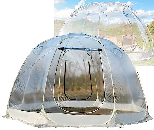 FURLOU Transparentes Zelt, Blasenzelt, Pop-up-Pavillon, Iglu-Kuppel, Gartenterrasse, Überdachung für 3–6 Personen, Außenblasenhaus, Camp-Sternzelt, Gewächshaus-Wetterkapsel für Party, Camping 3m