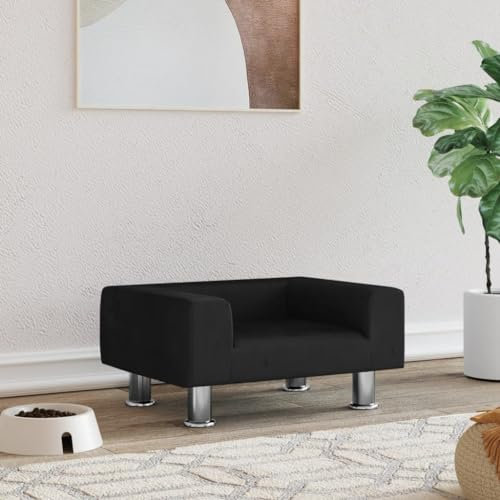 Camerina Hundebett Schwarz 50x40x26,5 cm Samt HundeköRbchen Kleine Hunde