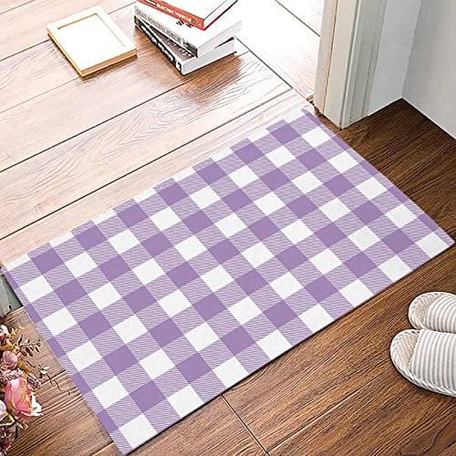 Eingangsteppich 40X60Cm Lustiges Buffalo Plaid Lavendel Lila Badematten Waschbar Badematte Super Absorbierende Carpet Für Küche Badezimmer Flur
