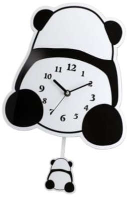 Fenteer Panda-Wanduhr, dekorative Uhr, modern, stilvoll, niedlich, leise Uhr, Wanduhr zum Aufhängen an der für Esszimmer, Innenbereich, Schlafzimmer,