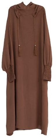 YOOCHUENG Muslimische Robe Frauen,Frauenkleid Vollverkleidung Abaya,Gebetskleid mit Hidschab,Kaftankleid mit Kapuze,Islamische Kleidung Abaya Jilbab,Eid al-Fitr Robe,Braun