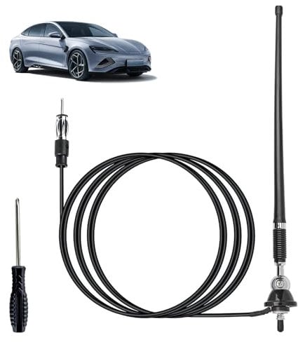 Antenna Radio Marine per Barca, Antenna AM FM 16 Pollici Universale in Gomma Flessibile per Auto Barche Jeep Trattori Veicoli da Costruzione Alta Stabilità, Cavo di Prolunga 140 cm, 180 Gradi Rotabile