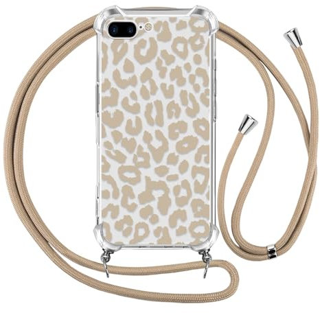 Ciciber Ttusy Handykette Hülle für iPhone 7 Plus /8 Plus mit Band, Stoßfest Durchsichtig Muster Leopard Case Weiches Silikon Schutzhülle mit Kordel zum Umhängen Necklace HandyHülle, 06