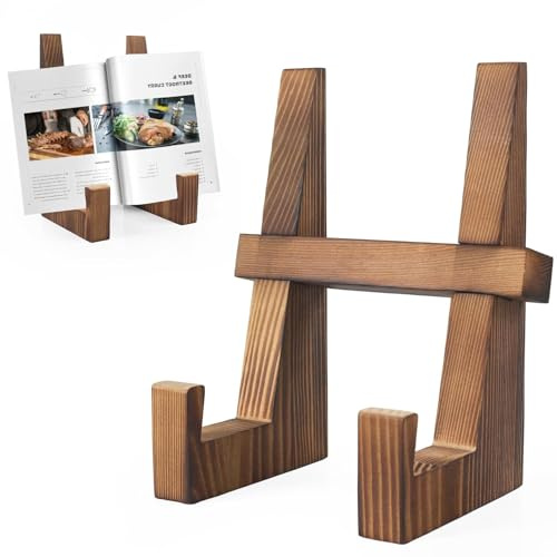Recipe Book Stand, Wooden Cookbook Stands Farmhouse Cook Book Holder | for Kitchen Cooking Display Stand, Reading Hands Free