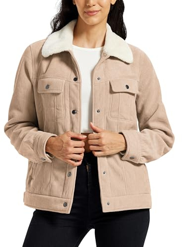 MoFiz Giacca da Donna in pile Giubbotto Invernale Corduroy con Bottoni Maniche lunghe Giacche casual alla moda con 4 Tasche