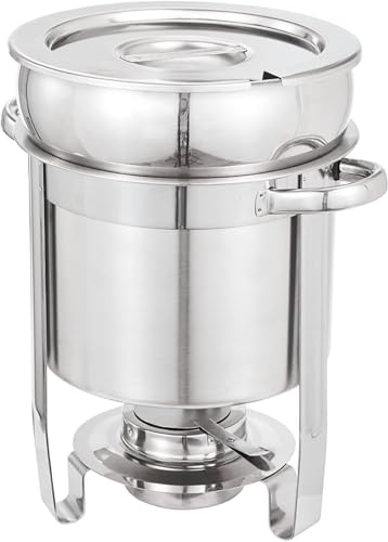 I IHAYNER 7L Stainless Steel Round Soup Chafer Set, Food Warmer Buffet Server with Lid, Catering Warming Pot for Parties Wedding Banquets