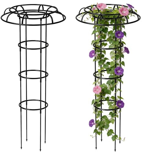 Obélisque de Jardin 120 cm, Support Amovible pour Plantes Grimpantes, Tuteur en Cage pour Roses Clématites et Tomates, pour Pot et Parterre